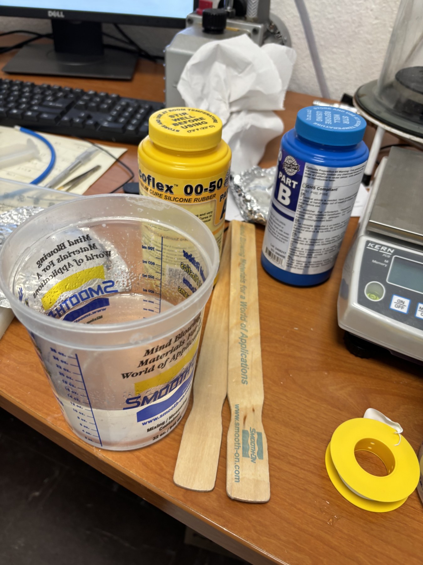 Silicone preparation before casting.