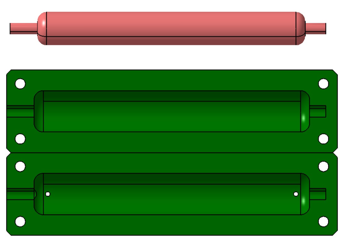 CAD model of the guard-cell mold parts.