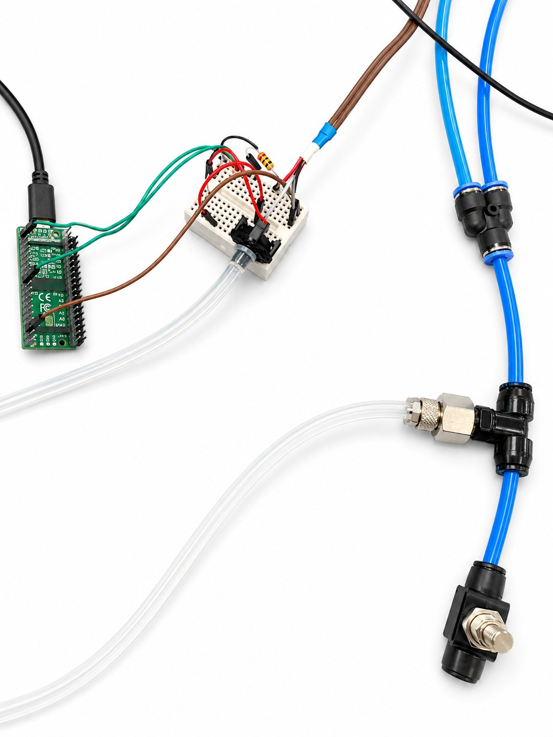 Electrical and pneumatic acquisition setup for the stomate demonstrator.
