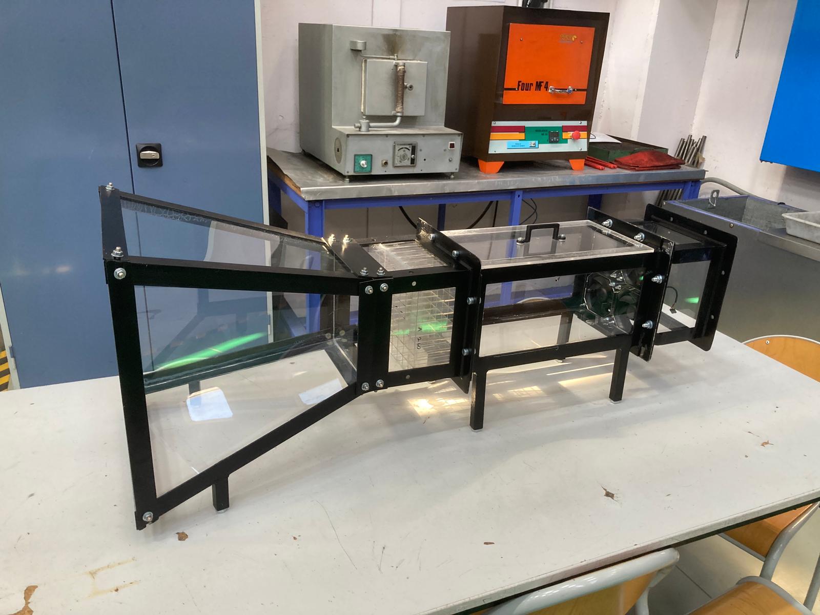 Perspective view of the assembled wind tunnel.